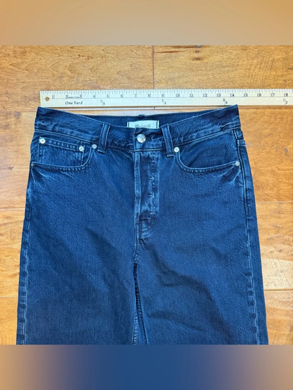 Madewell Low Rise Baggy Wide Leg Jeans Dark Indigo Button Fly 25